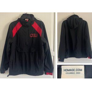 Homage Ohio State University Black Red Windbreaker Jacket 20631
